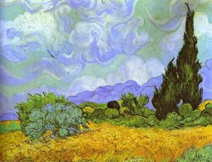 Wheat Field with Cypresses