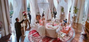 The first scene inside the Buchanan mansion in The Great Gatsby.